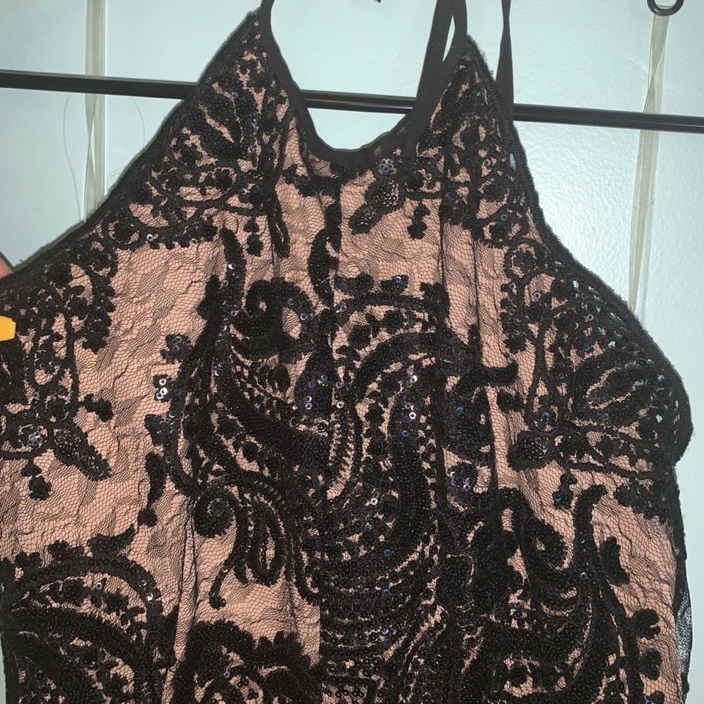 SEQUIN ROMPER WITH MESH OVERLAY